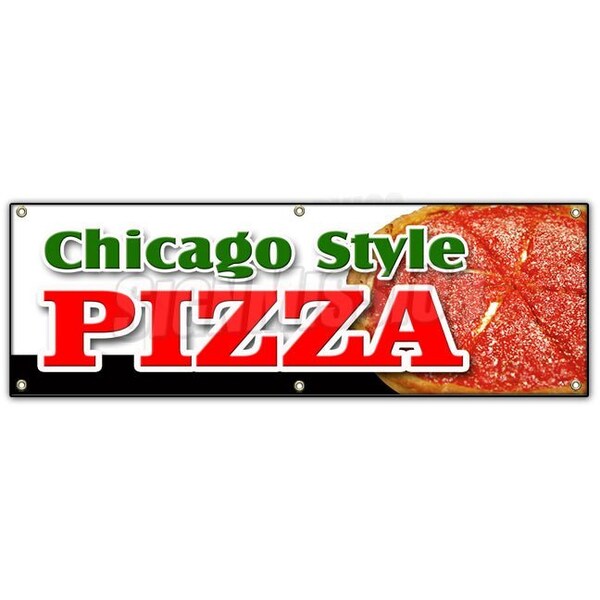 CHICAGO STYLE PIZZA BANNER SIGN by the slice take out carry deep dish